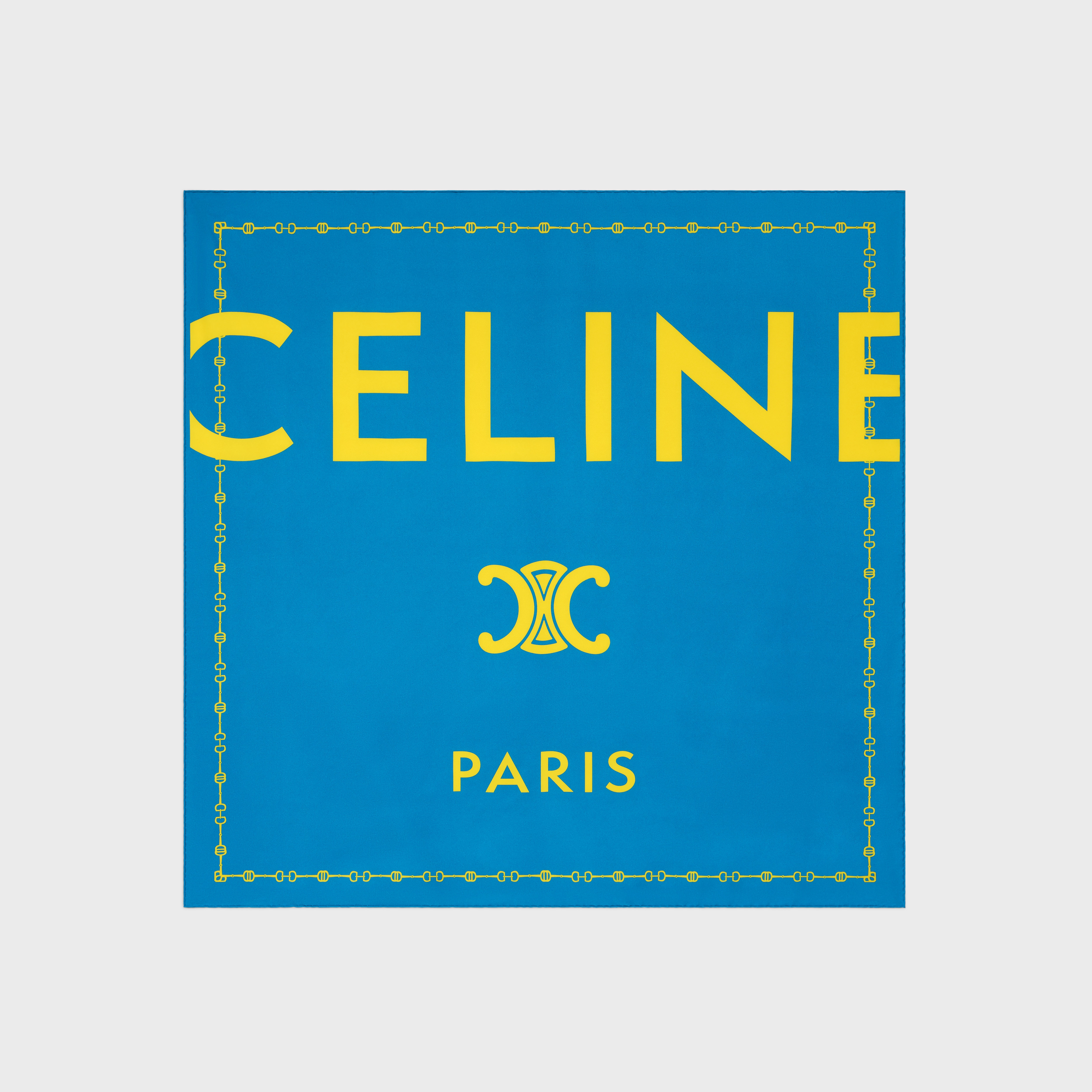 square IN silk twill - TEAL/YELLOW | CELINE
